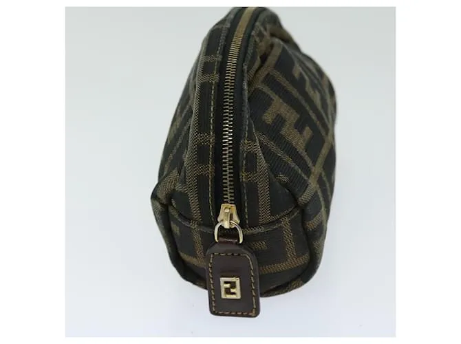 Estuche FENDI Zucca Canvas Marrón Negro Auth ar11515 Castaño 