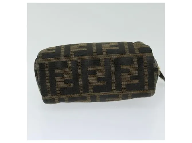 Estuche FENDI Zucca Canvas Marrón Negro Auth ar11515 Castaño 