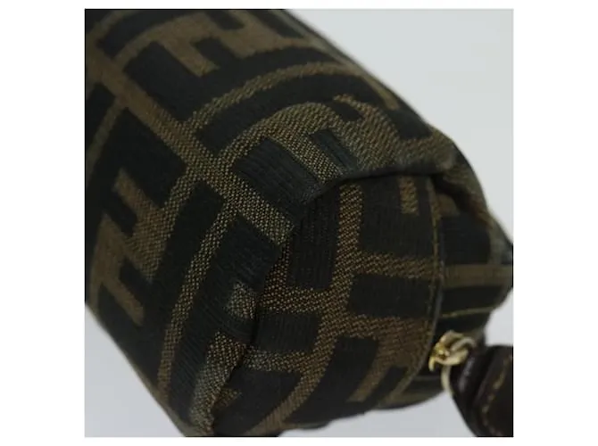 Estuche FENDI Zucca Canvas Marrón Negro Auth ar11515 Castaño 