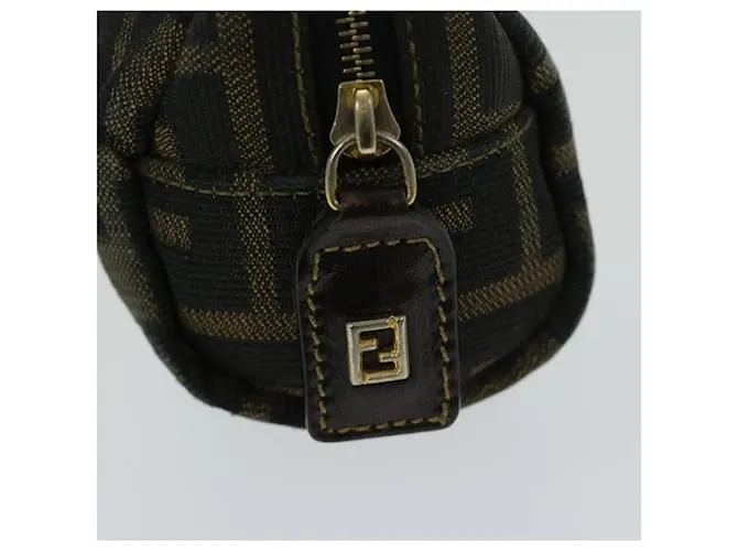 Estuche FENDI Zucca Canvas Marrón Negro Auth ar11515 Castaño 