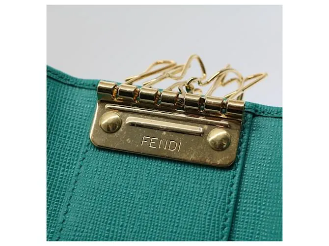 Estuche para llaves de lona FENDI Zucca Negro Marrón Auth am5112 Castaño 