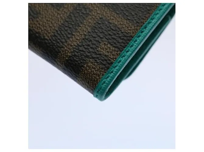 Estuche para llaves de lona FENDI Zucca Negro Marrón Auth am5112 Castaño 