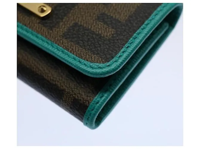 Estuche para llaves de lona FENDI Zucca Negro Marrón Auth am5112 Castaño 