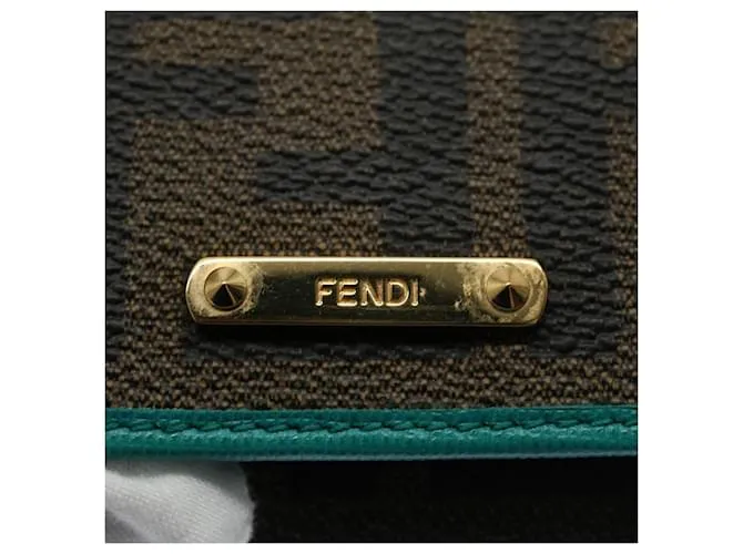 Estuche para llaves de lona FENDI Zucca Negro Marrón Auth am5112 Castaño 