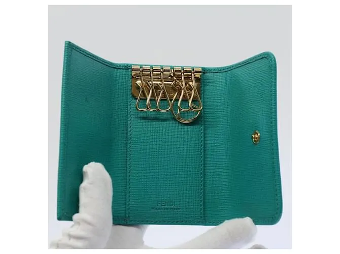 Estuche para llaves de lona FENDI Zucca Negro Marrón Auth am5112 Castaño 