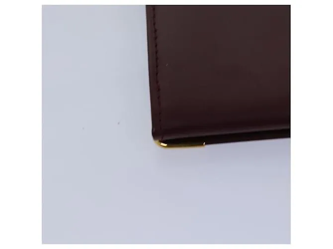 Estuche para tarjetas CARTIER de cuero rojo vino Auth 78617 Burdeos 