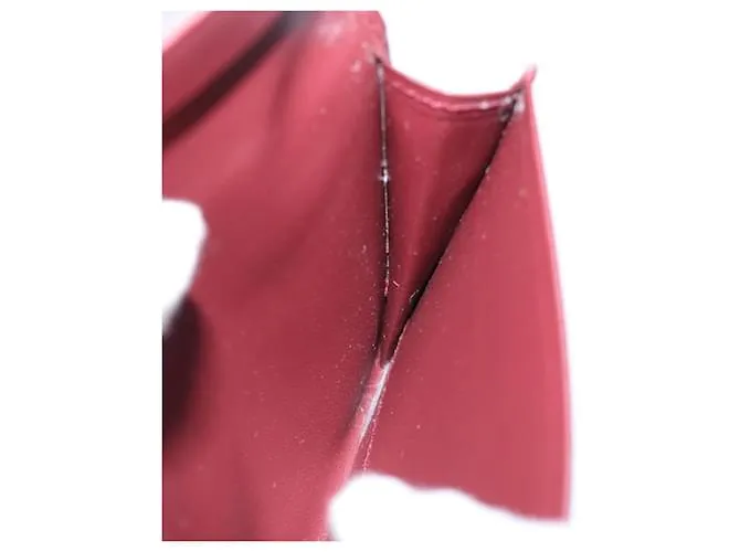 Estuche para tarjetas CARTIER de cuero rojo vino Auth 78617 Burdeos 