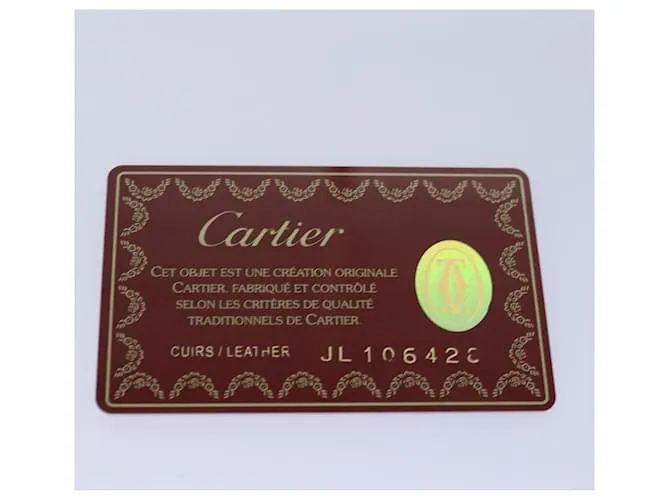 Estuche para tarjetas CARTIER de cuero rojo vino Auth 78617 Burdeos 