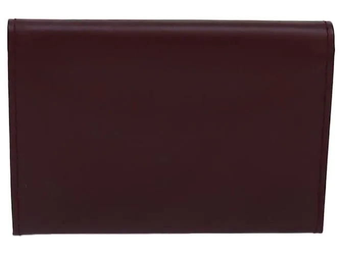 Estuche para tarjetas CARTIER de cuero rojo vino Auth 78617 Burdeos 