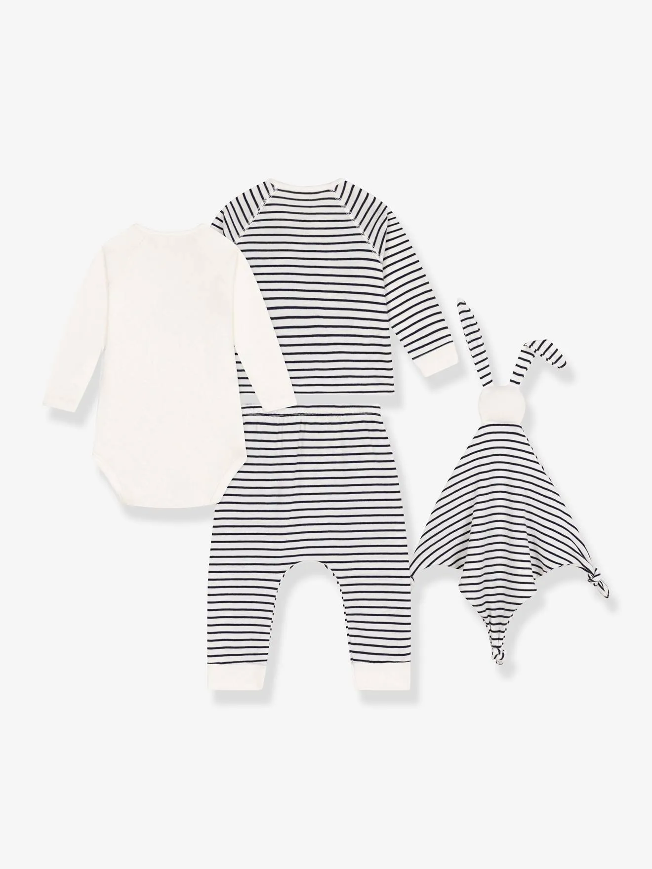 Estuche regalo para recién nacido 3 prendas marinero y doudou conejito PETIT BATEAU