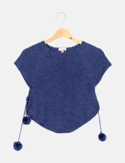 First outlet Capa punto grueso azul borlas