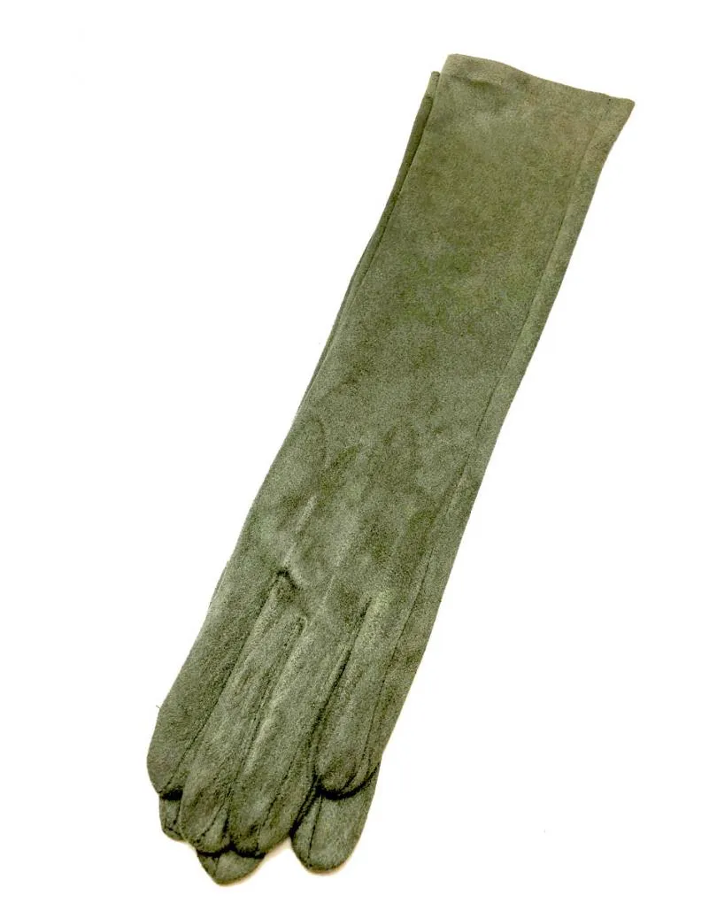 GUANTES DE FIESTA LARGOS VERDE MILITAR PARA BODAS Y EVENTOS