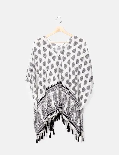 NoName Caftán estampado detalle borlas