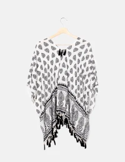 NoName Caftán estampado detalle borlas