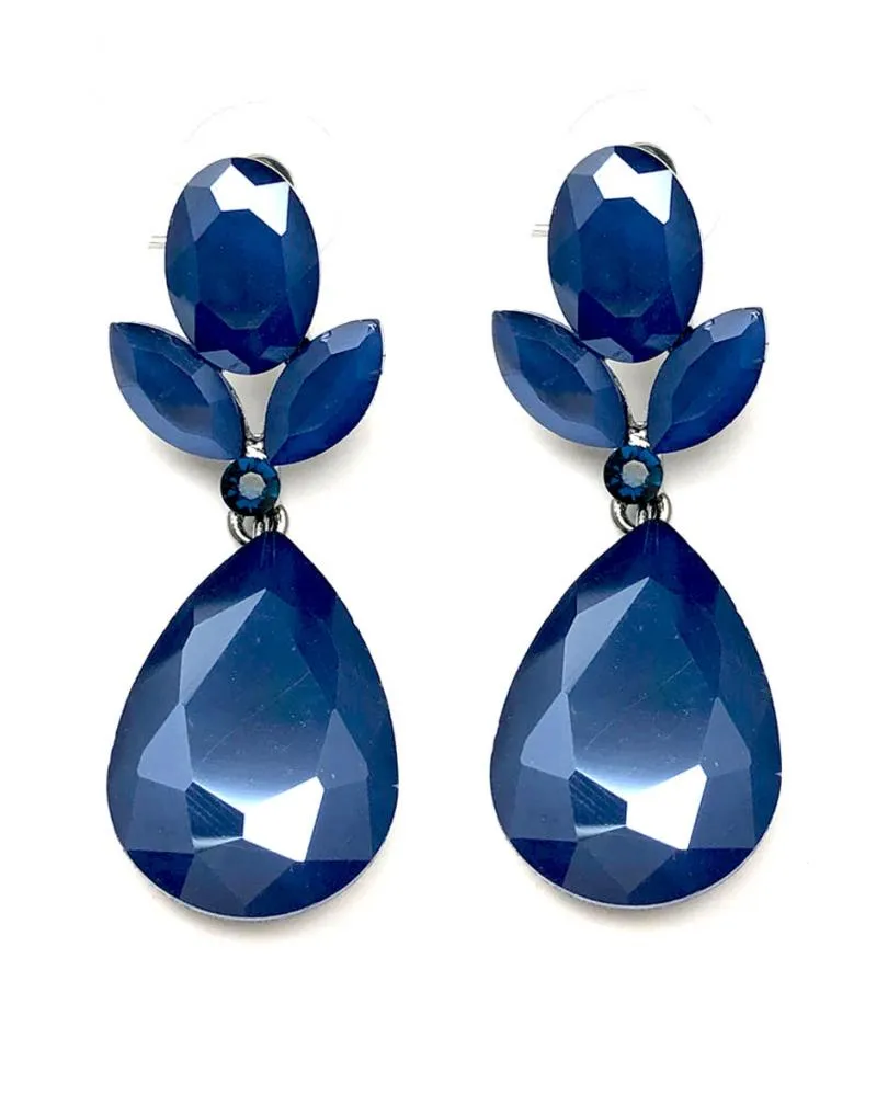 PENDIENTES AZULES TONO MARINO DE CRISTAL PARA BODAS Y EVENTOS