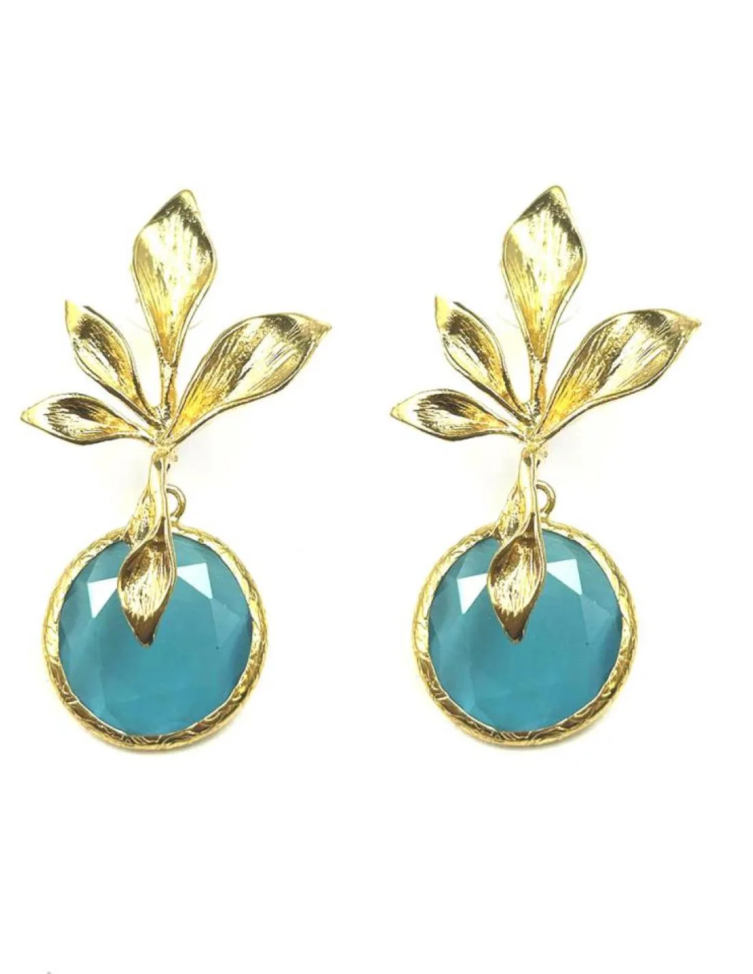PENDIENTES BODA DE PIEDRAS AZULES CON DORADO PARA EVENTOS Y BODAS