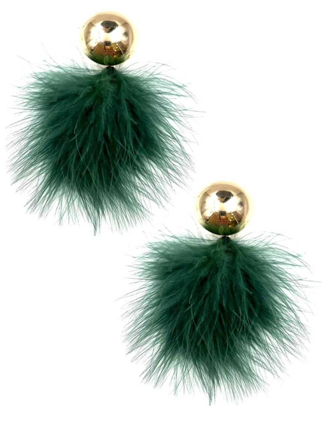 PENDIENTES FIESTA LARGOS DE PLUMAS VERDES BOTELLA PARA EVENTOS
