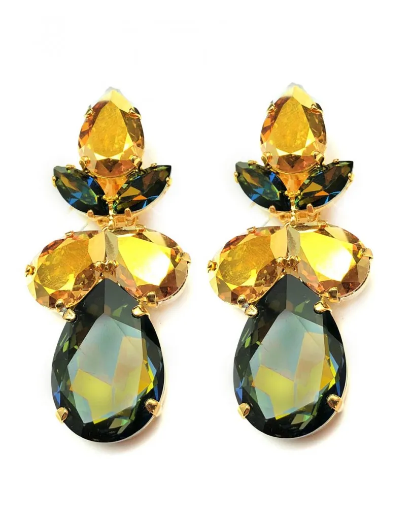 PENDIENTES GRANDES VERDES CRISTAL SWAROSVKI  PARA FIESTA EVENTOS Y ESPECTACULOS