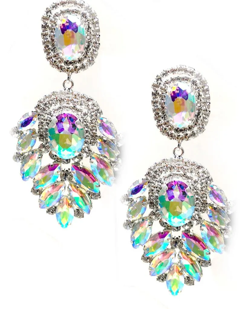 PENDIENTES LARGOS DE PEDRERIA DE CRISTAL PARA BODAS Y EVENTOS