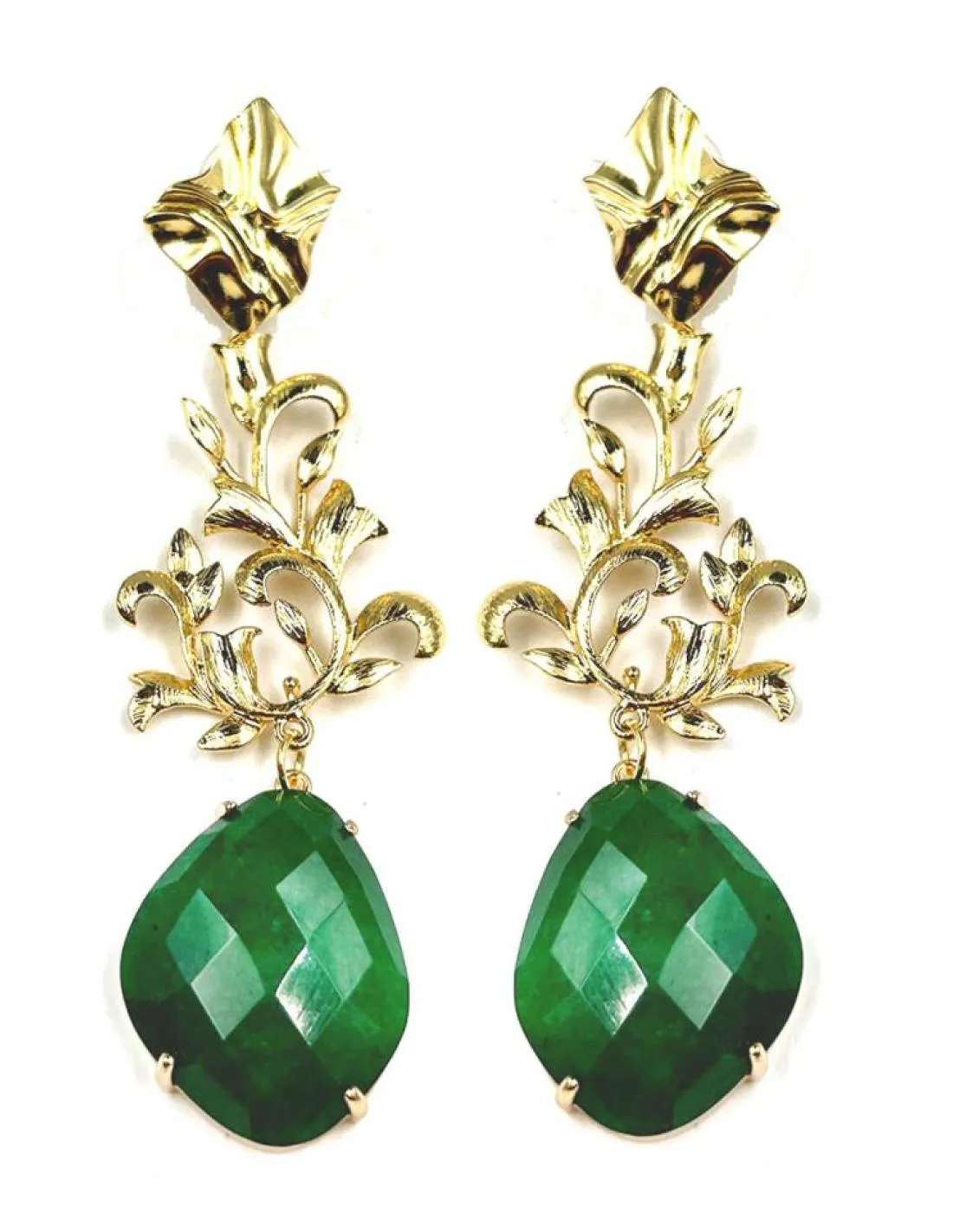 PENDIENTES LARGOS VERDES DE PIEDRA PARA BODAS Y EVENTOS