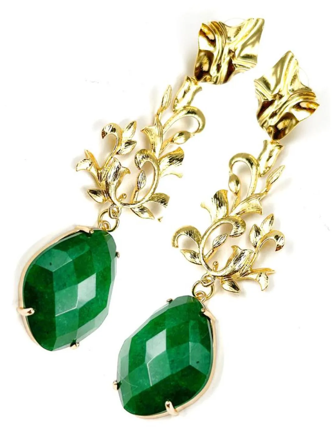 PENDIENTES LARGOS VERDES DE PIEDRA PARA BODAS Y EVENTOS