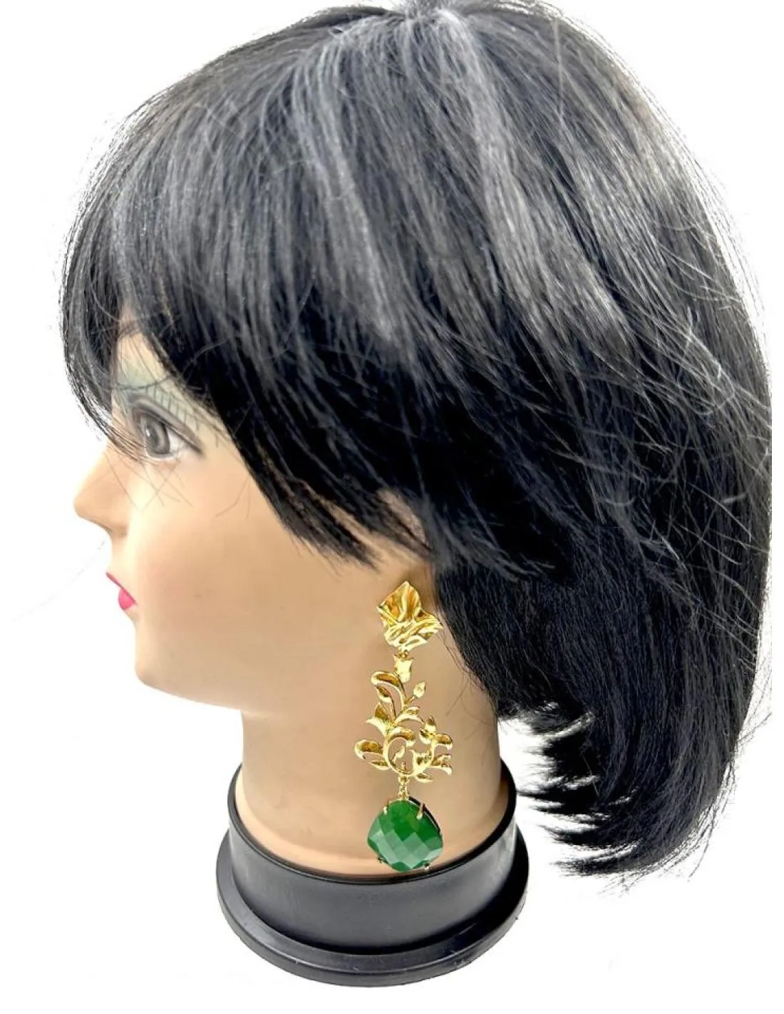 PENDIENTES LARGOS VERDES DE PIEDRA PARA BODAS Y EVENTOS