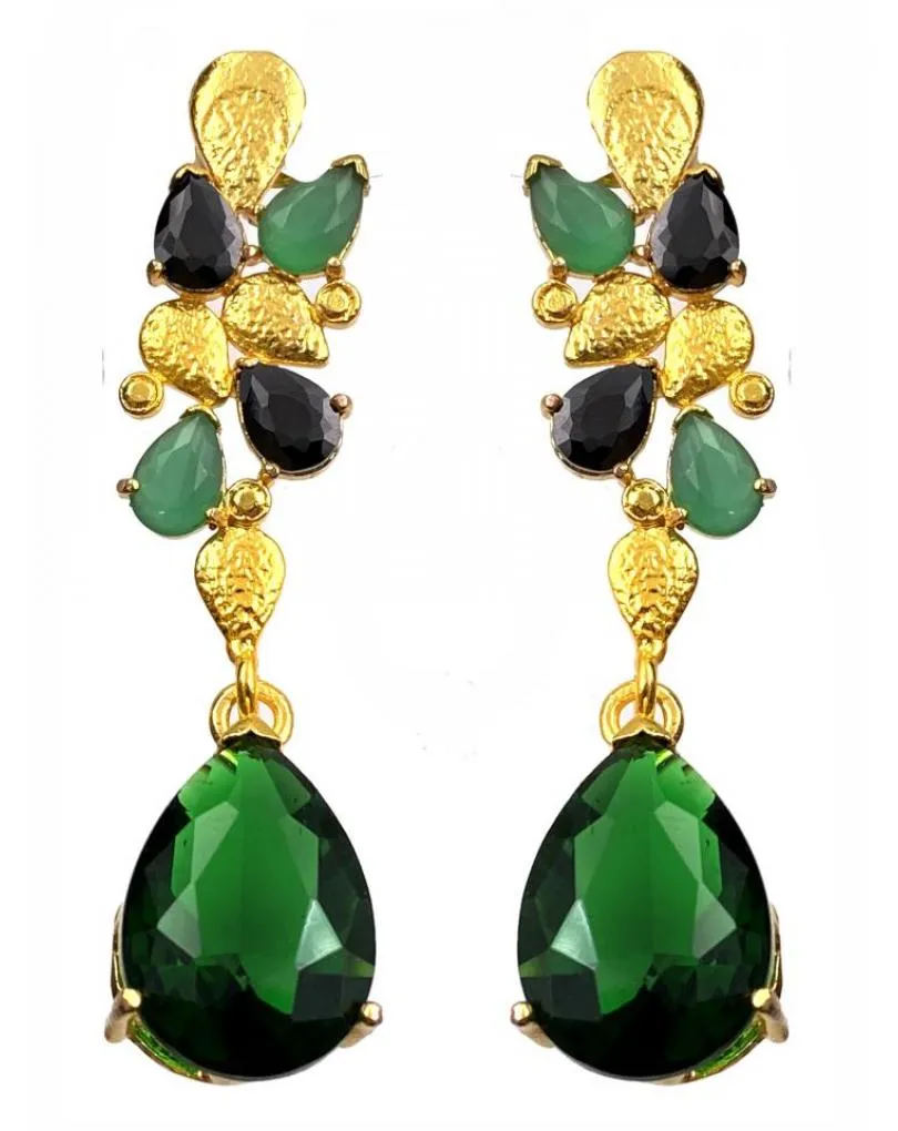 PENDIENTES LARGOS VERDES Y NEGROS PARA MADRINAS DE BODAS