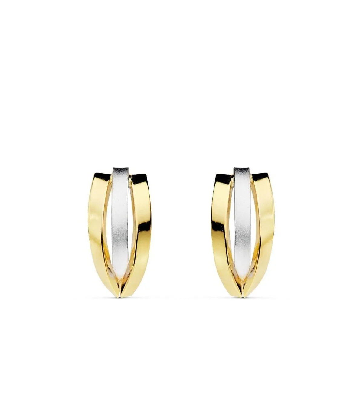 Pendientes Mujer Bandas Oro Bicolor 18 ktes