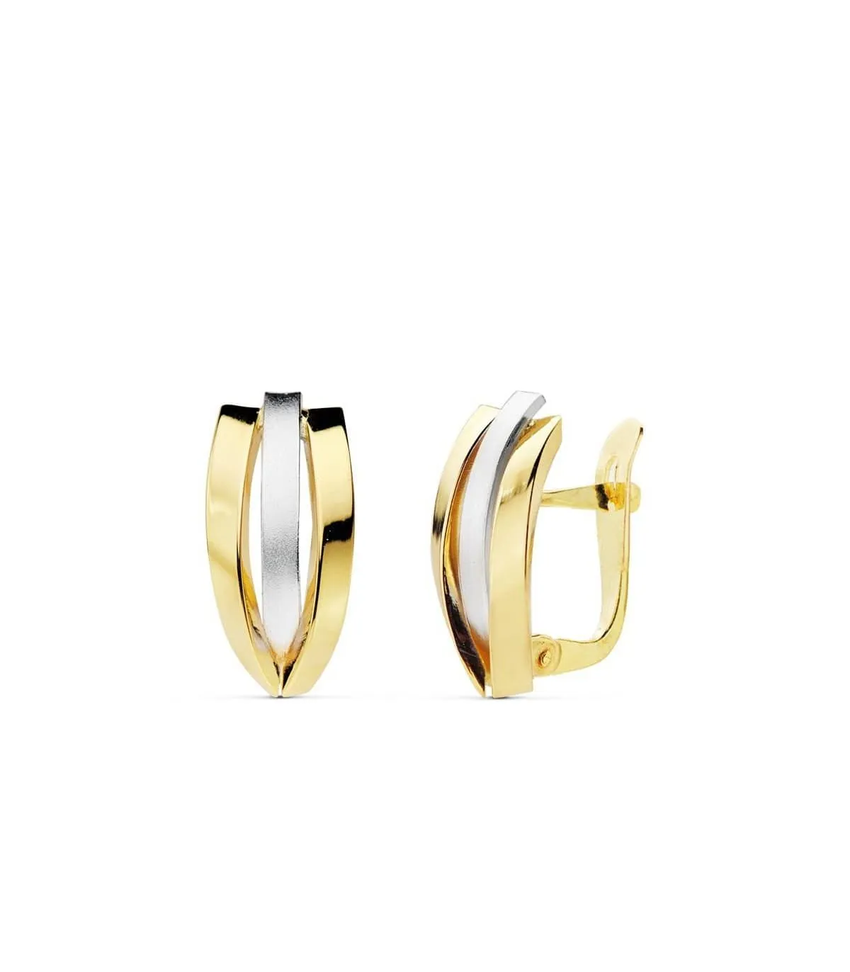 Pendientes Mujer Bandas Oro Bicolor 18 ktes