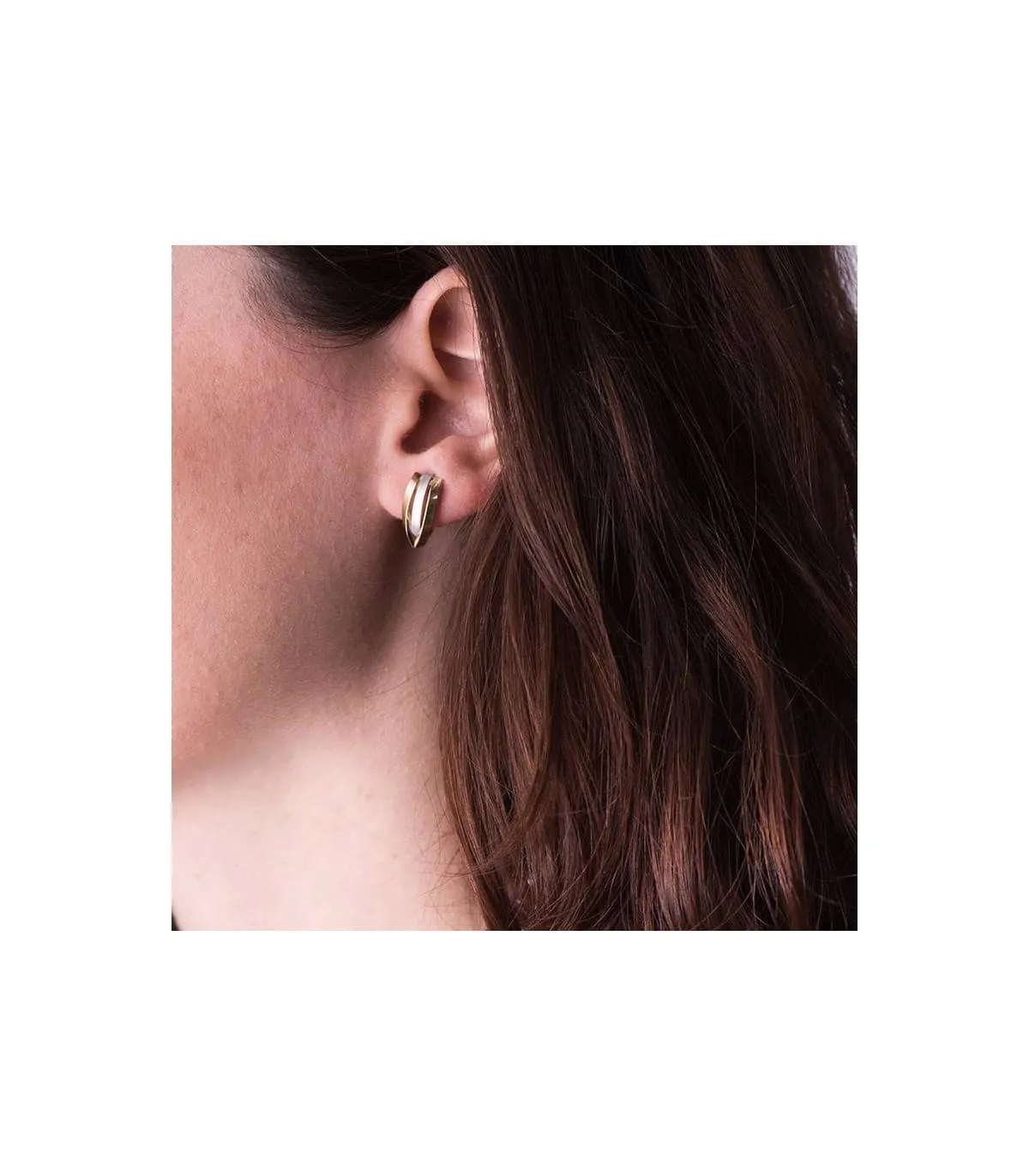 Pendientes Mujer Bandas Oro Bicolor 18 ktes