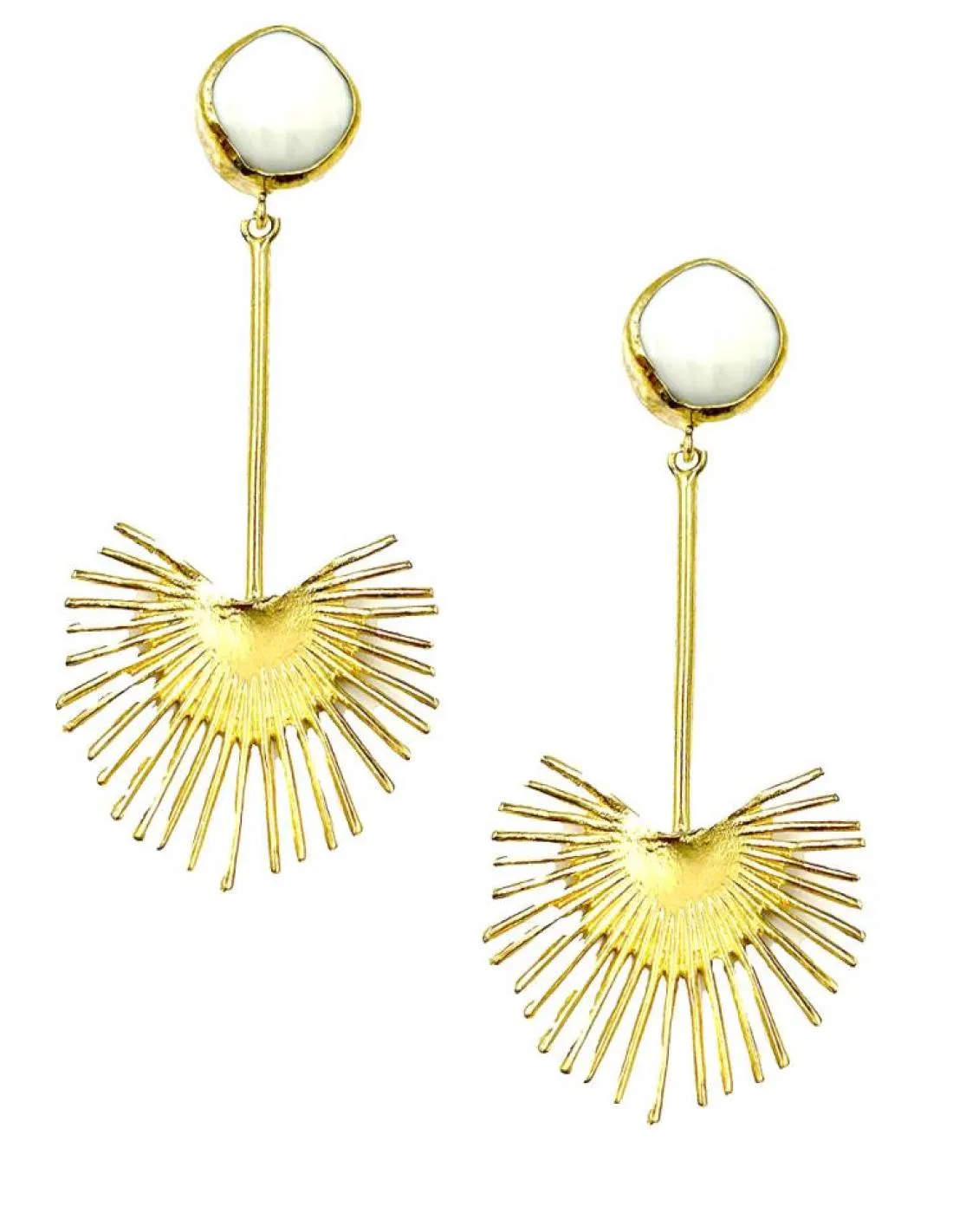 PENDIENTES MUJER DORADOS LARGOS Y PIEDRAS BLANCAS PARA EVENTOS Y BODAS