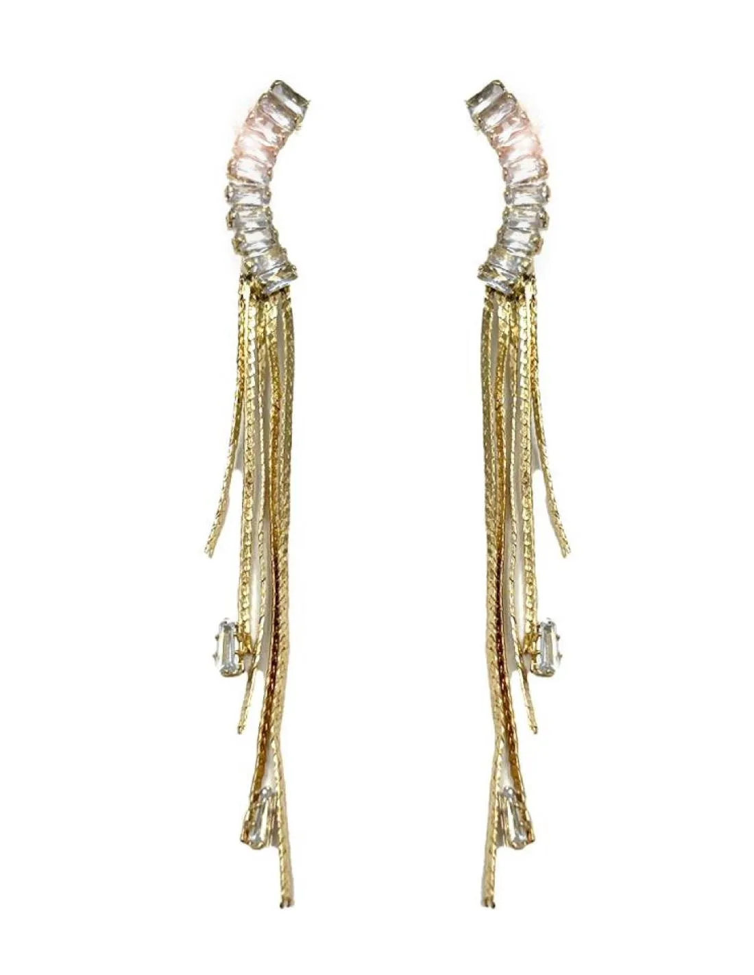 PENDIENTES MUJER LARGOS DORADOS PARA BODAS DE NOCHE Y EVENTOS