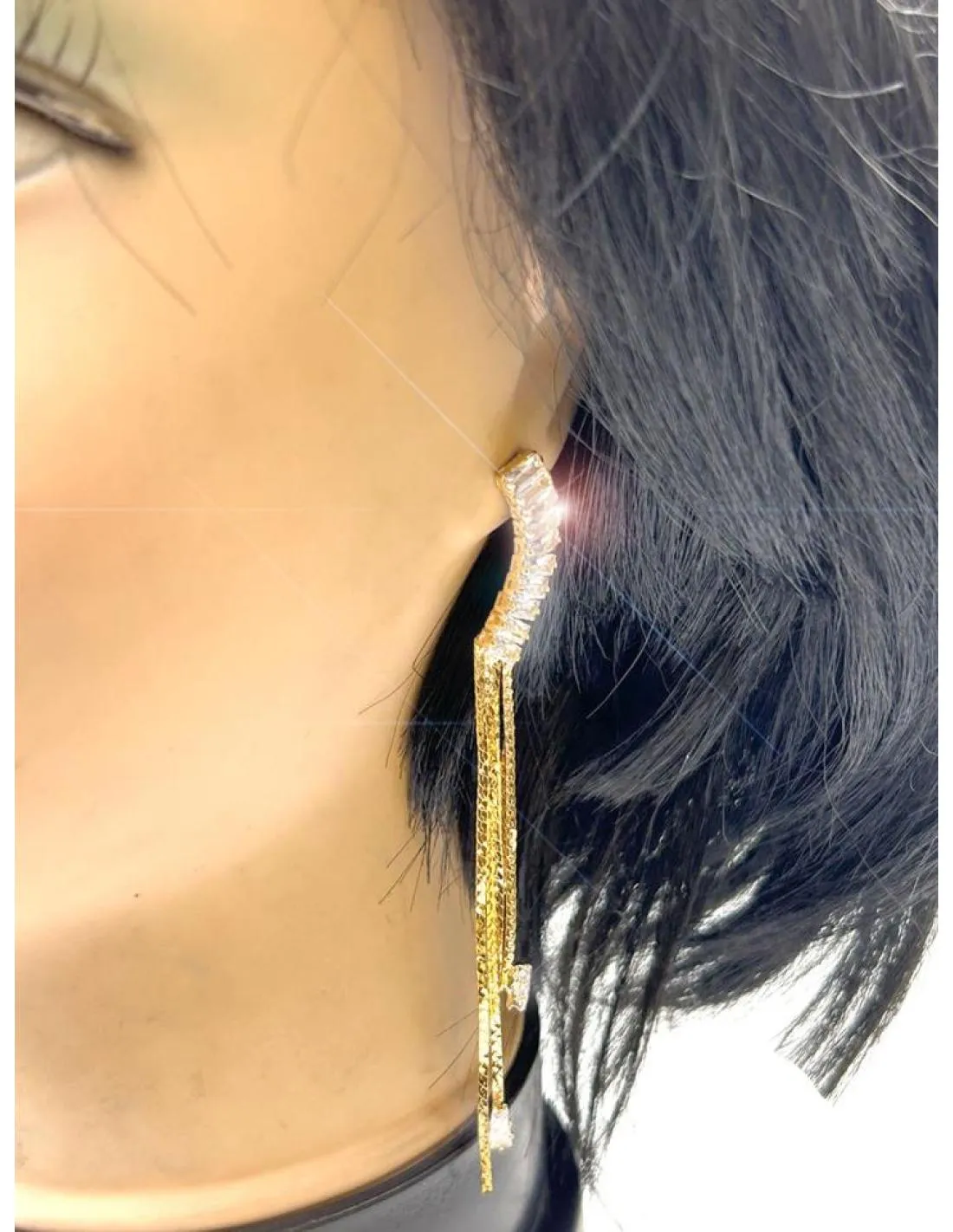 PENDIENTES MUJER LARGOS DORADOS PARA BODAS DE NOCHE Y EVENTOS