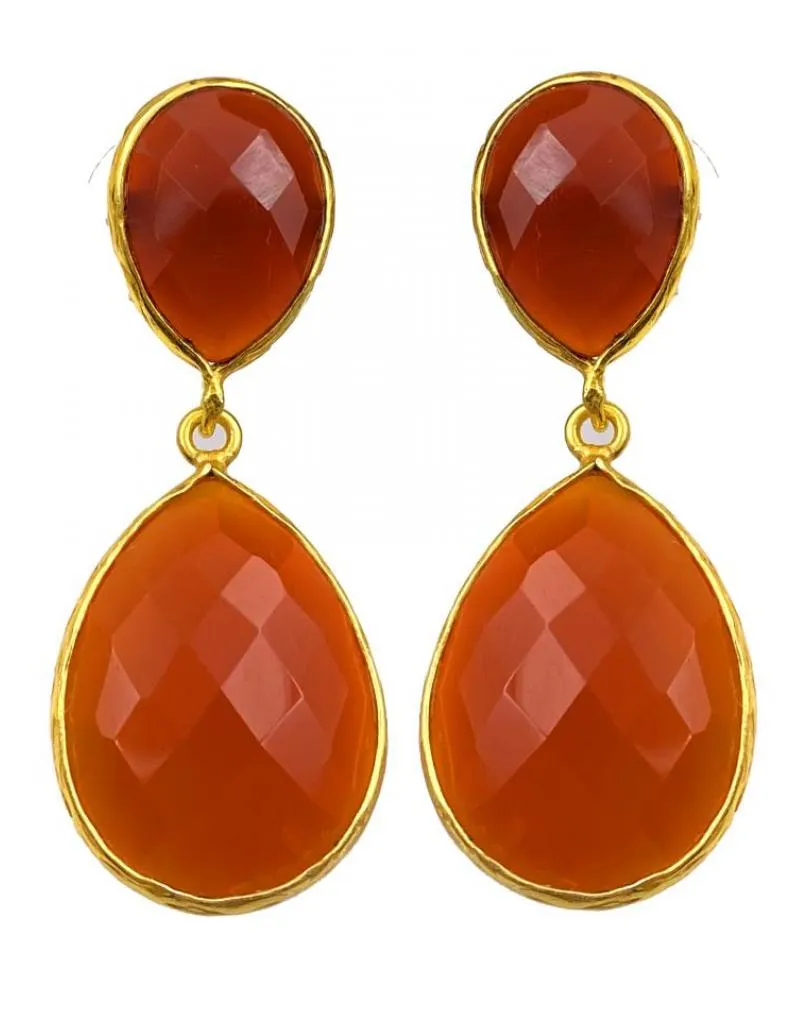 PENDIENTES NARANJAS DE PIEDRAS IDEALES PARA BODAS Y EVENTOS