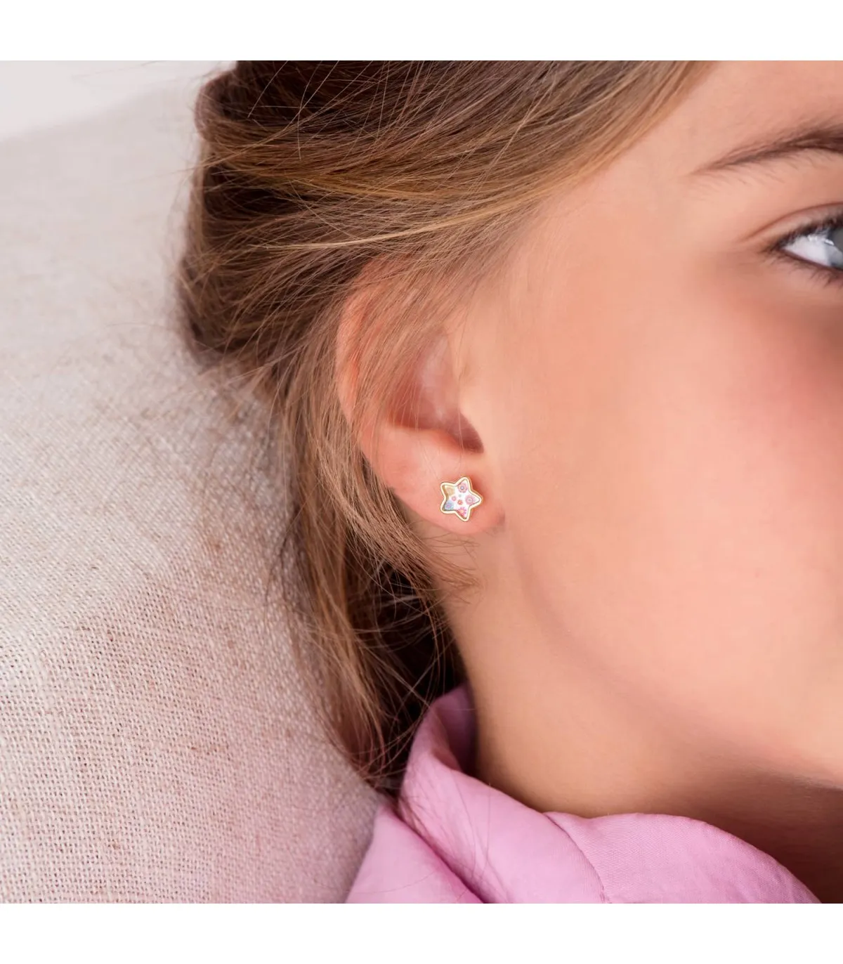 Pendientes Niña Aloha Oro 18K Estrella 8mm