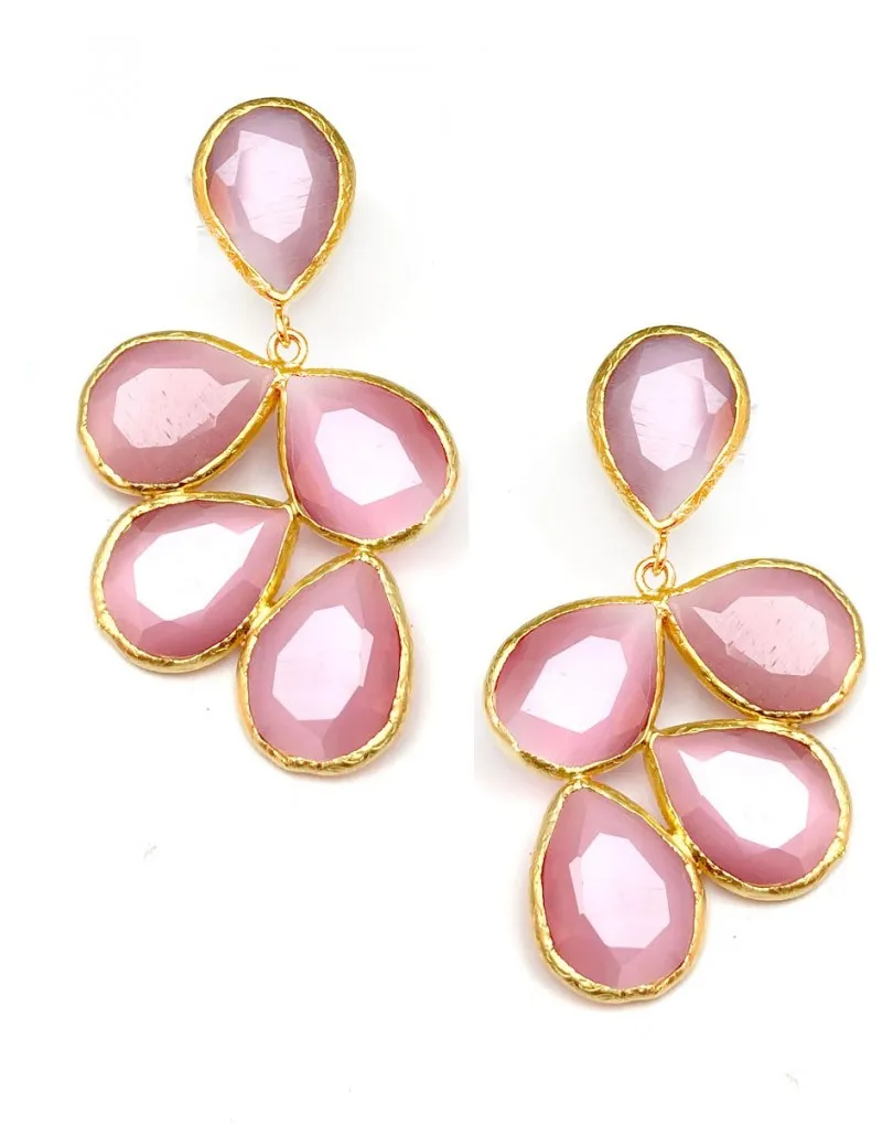 PENDIENTES ROSAS DE PIEDRAS NATURALES IDEALES PARA BODAS