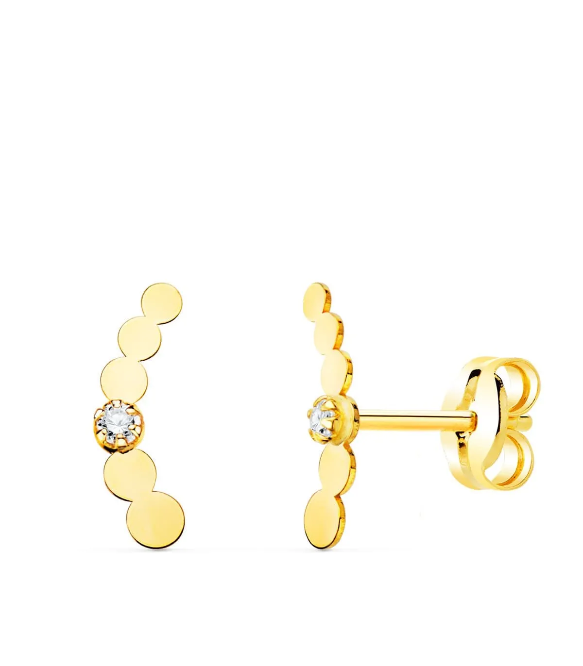Pendientes Trepadores Petit Círculos Oro 18K