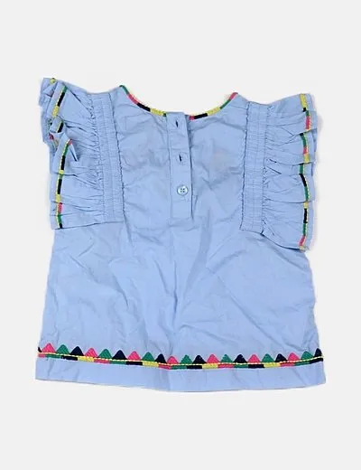 Primark Blusa azul detalle borlas