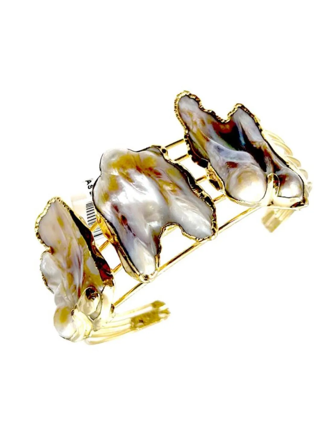 PULSERAS DORADAS CON PERLAS BARROCAS PARA BODAS Y EVENTOS