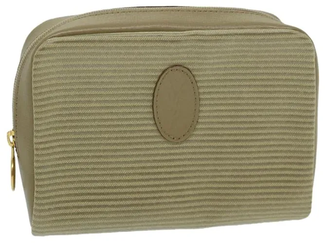 SAINT LAURENT Estuche PVC Cuero Beige Auth bs11420 