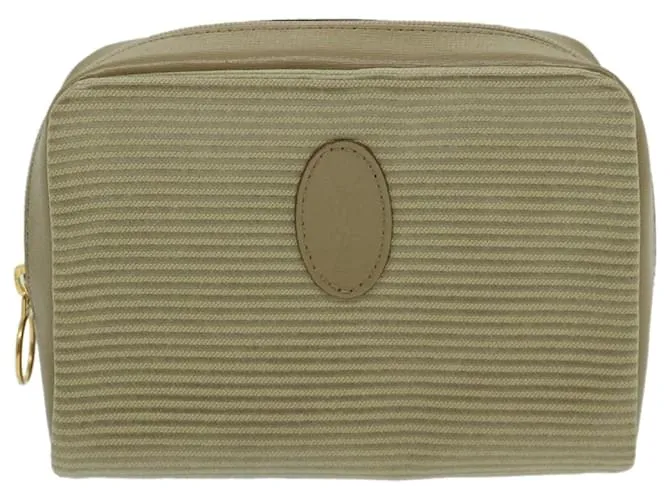 SAINT LAURENT Estuche PVC Cuero Beige Auth bs11420 