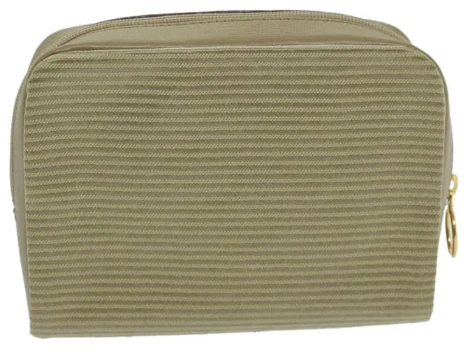 SAINT LAURENT Estuche PVC Cuero Beige Auth bs11420 