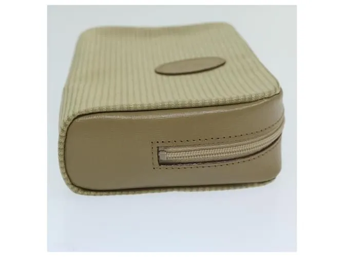 SAINT LAURENT Estuche PVC Cuero Beige Auth bs11420 