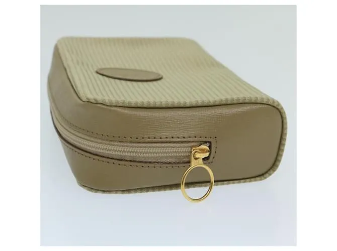 SAINT LAURENT Estuche PVC Cuero Beige Auth bs11420 