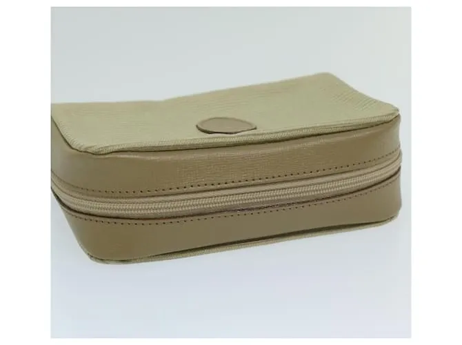 SAINT LAURENT Estuche PVC Cuero Beige Auth bs11420 
