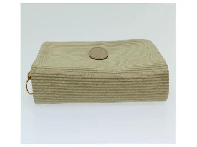 SAINT LAURENT Estuche PVC Cuero Beige Auth bs11420 