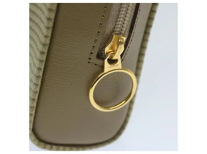 SAINT LAURENT Estuche PVC Cuero Beige Auth bs11420 