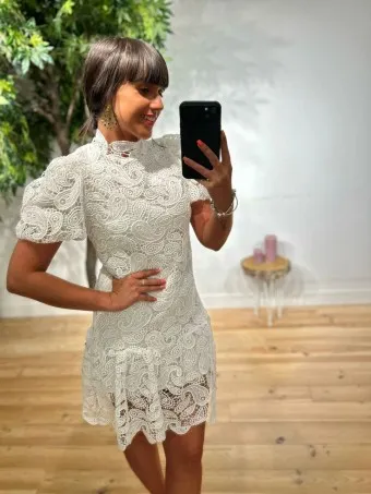 Vestido Crochet Cachemires ANASKARA Blanco
