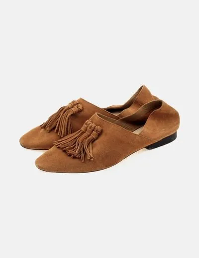 Zara Mule serraje camel borlas