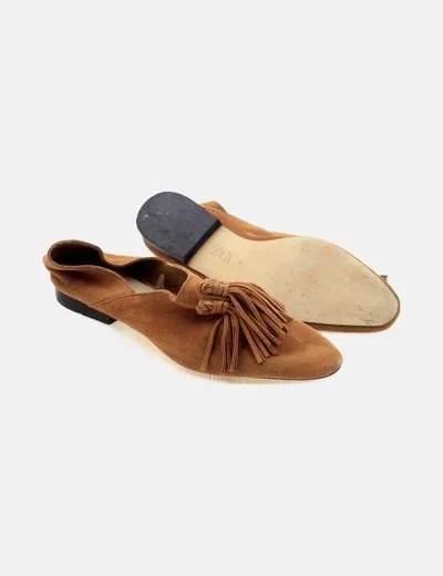 Zara Mule serraje camel borlas